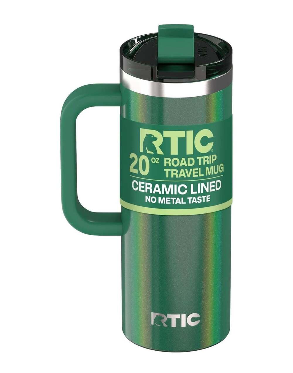 Rtic 20oz Road Trip Travel Mug, Lid and Handle, Pine Glitter